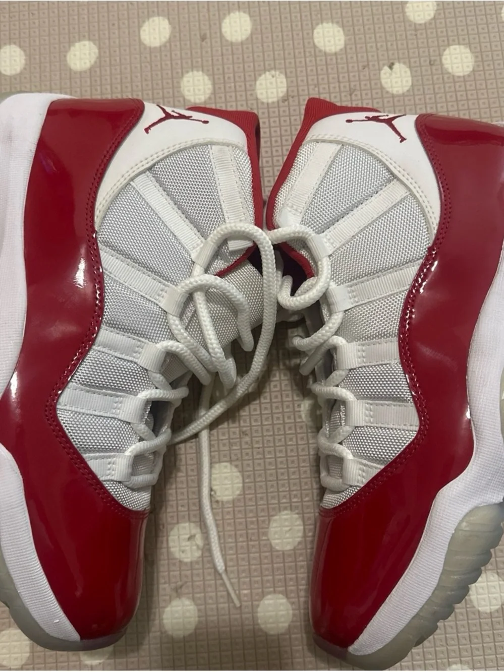 Jordan Men's Red and White Athletic Sneakers